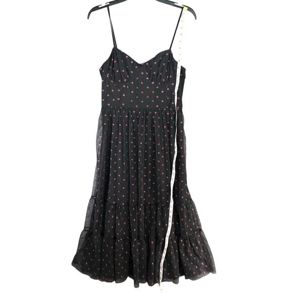 Betsey Johnson Black and Pink Polka Dot Midi Dress - Picture 11 of 16